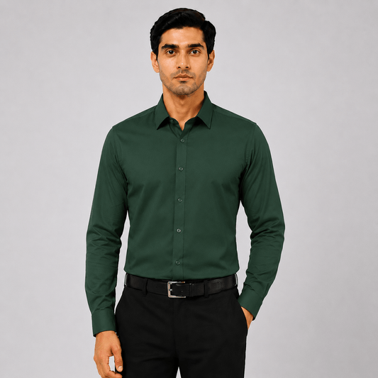 Dark Forest Green Premium Formal Shirt For Men