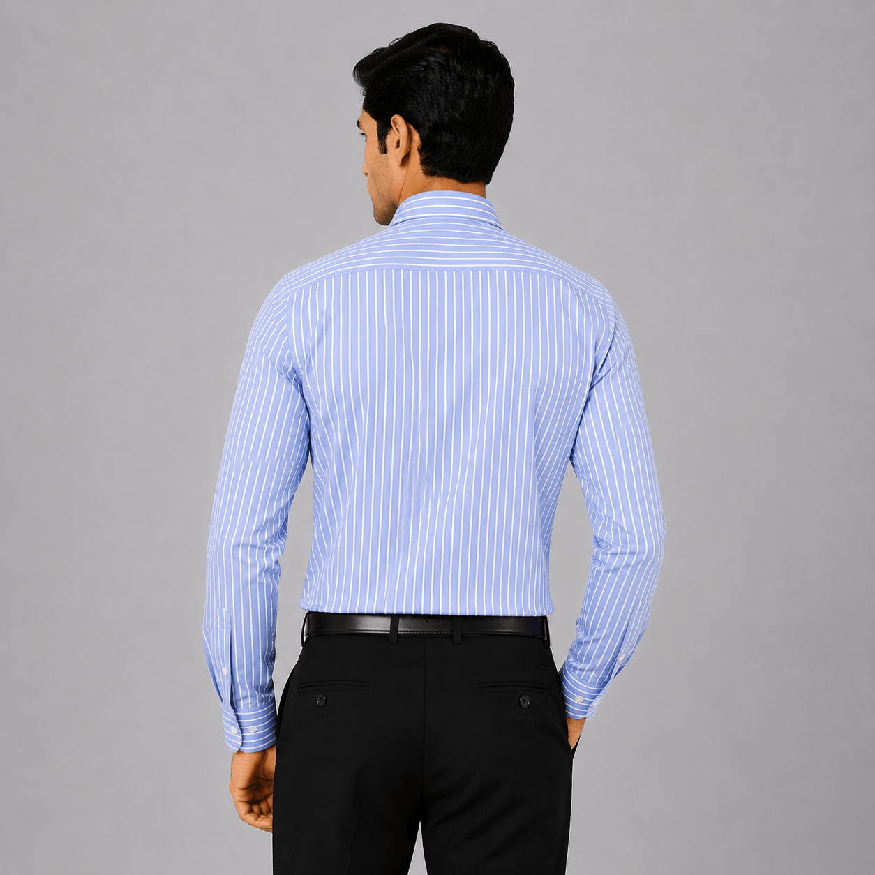 Light Blue Striped Formal Shirt For Men